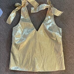 Amand Uprichard Gold Sleeveless Top with Bow Straps